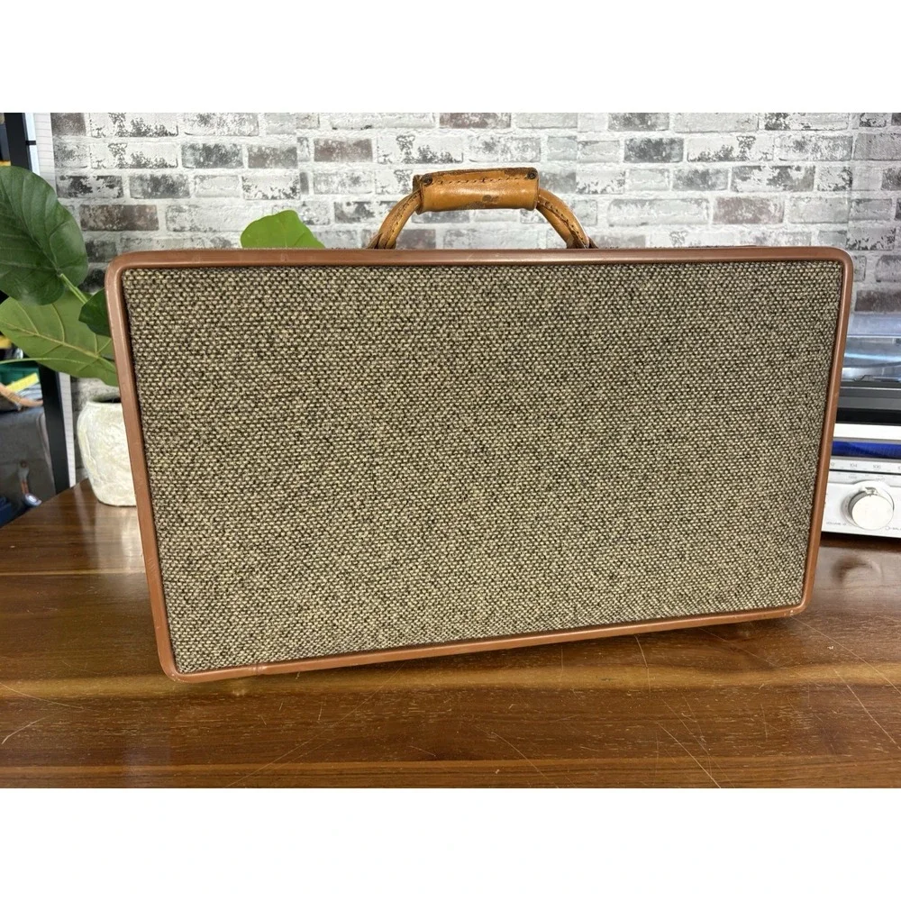 Vintage Hartmann Suitcase Walnut Tweed Leather Luggage⭐️21